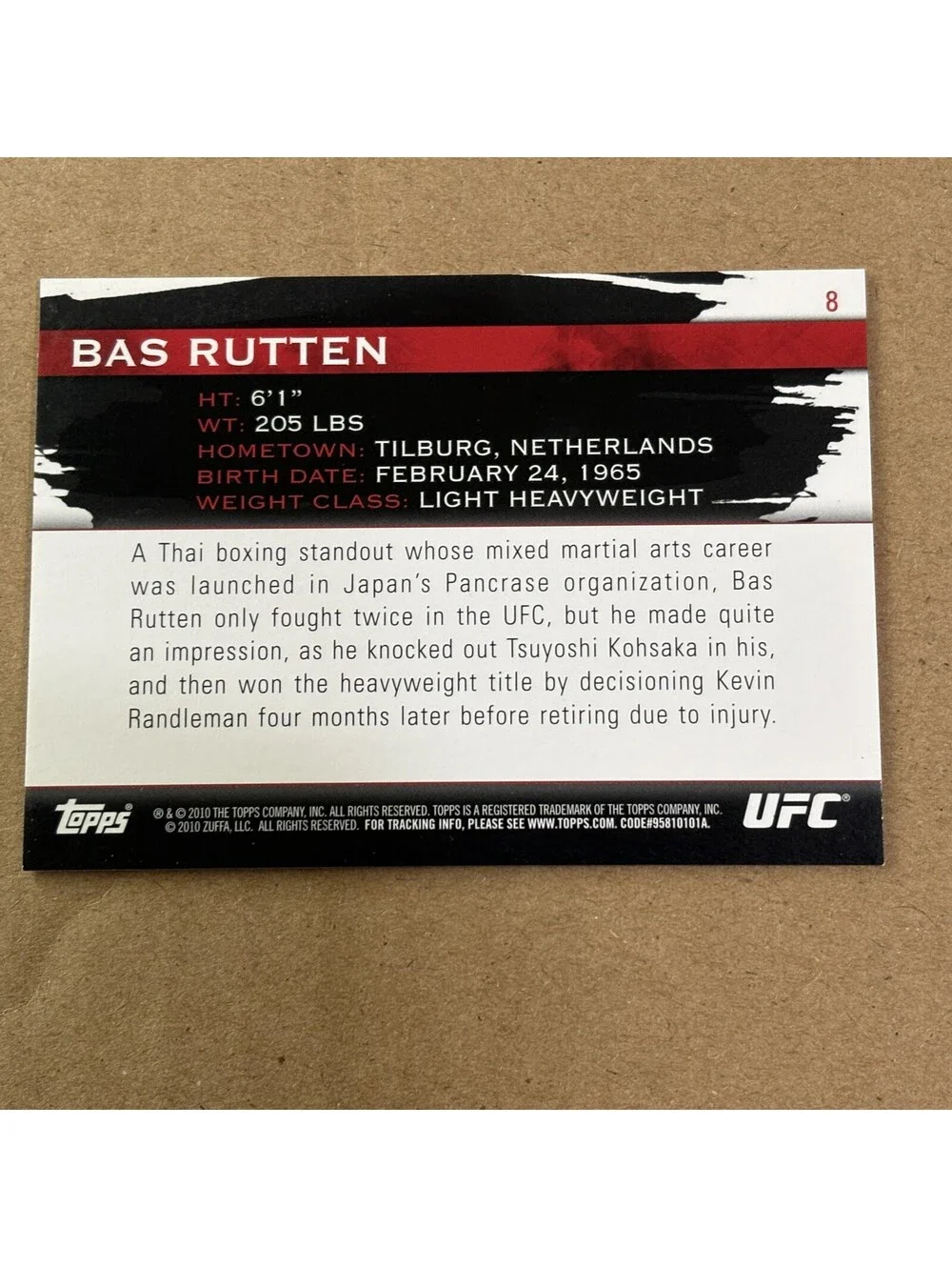 2010 Topps UFC Knockout Bas Rutten #8